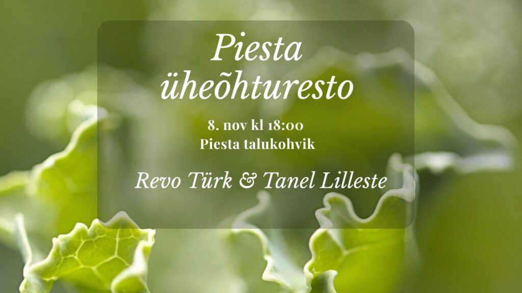 Piesta üheõhturesto 8.nov õhtusöögi plakat